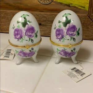 2 Ceramic Painted eggs (Faberge style)